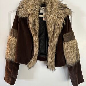 RACHEL Rachel Roy Brown and Tan Teddy Jacket